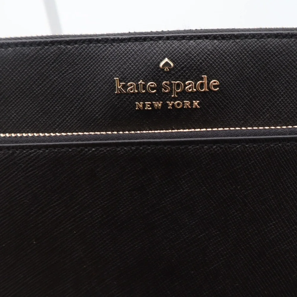 Kate Spade Staci Medium Wristlet Black Saffiano Leather Gold Hardware